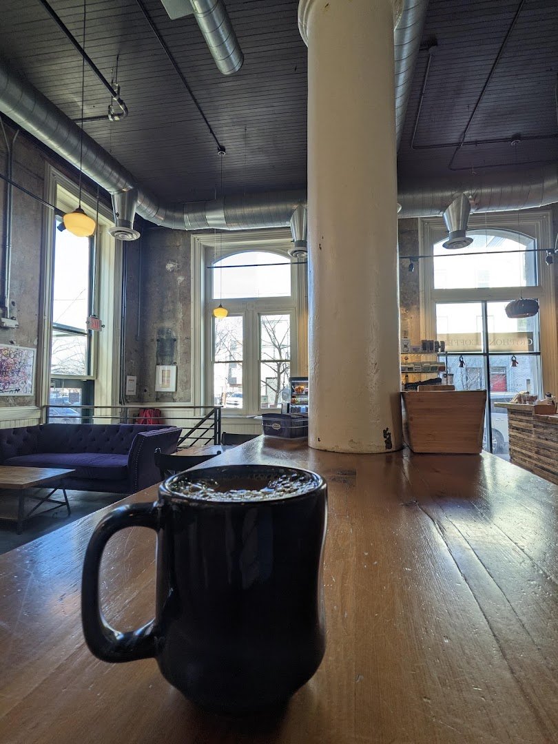 Interior of Gryphon Cafe, specialty coffee shop in Philadelphia