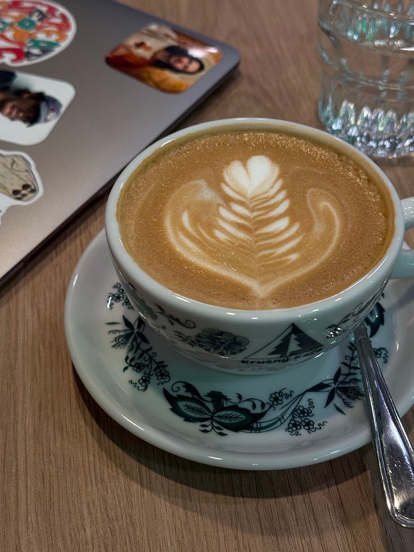 Coffee at Krušný kafe, specialty coffee shop in Prague