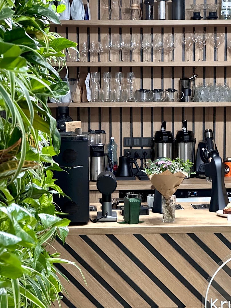 Interior of Krušný kafe, specialty coffee shop in Prague