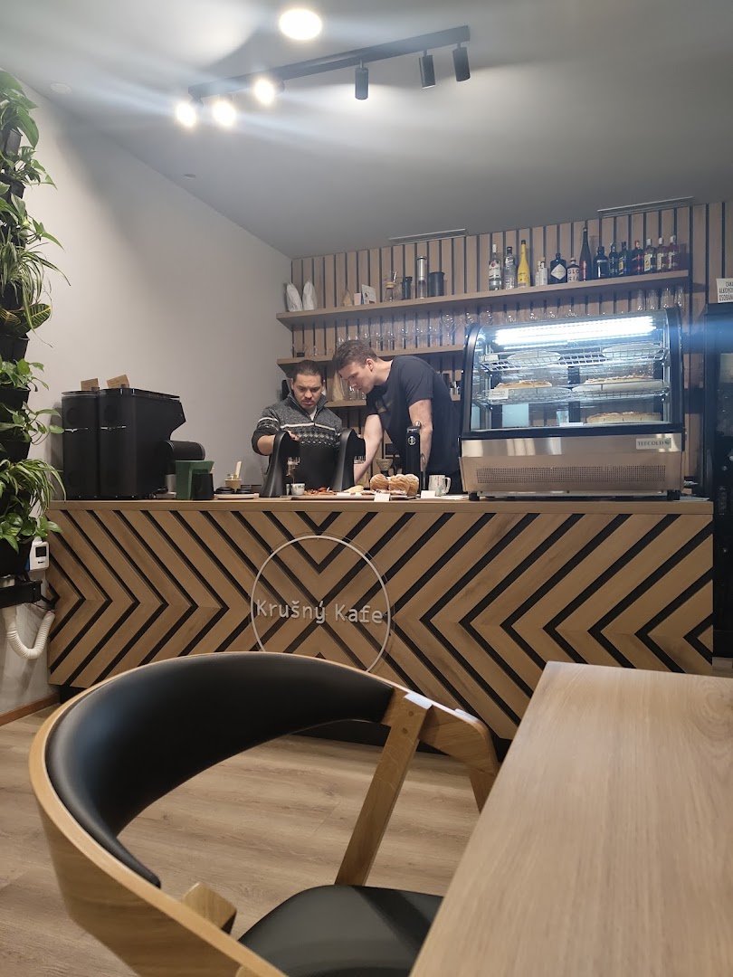 Interior of Krušný kafe, specialty coffee shop in Prague
