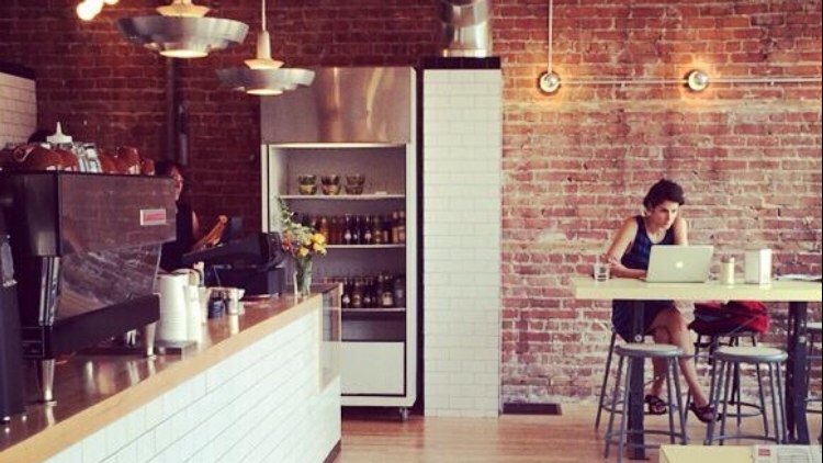 Interior of Café Larue, specialty coffee shop in Montreal