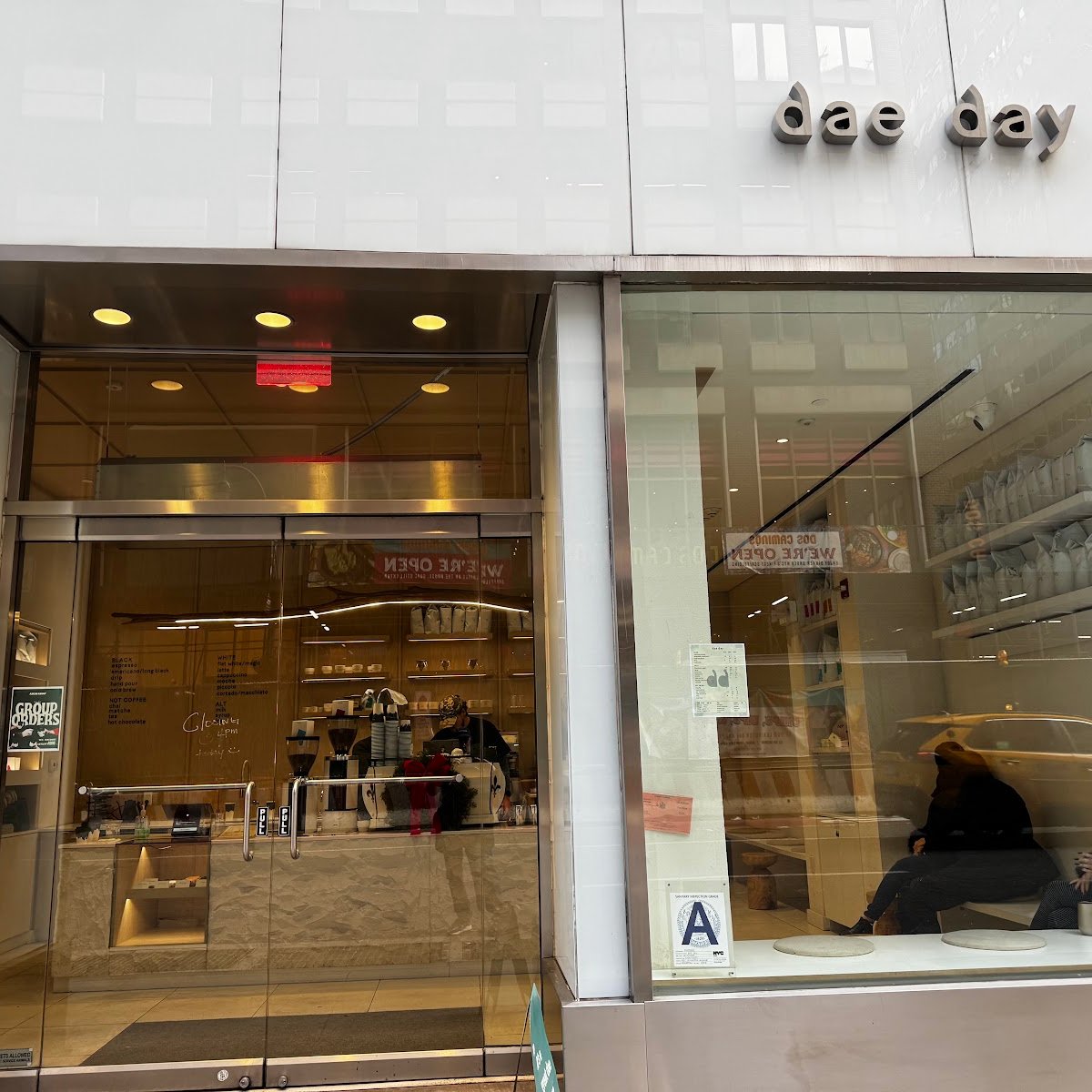 Storefront of dae day coffee, specialty coffee shop in New York