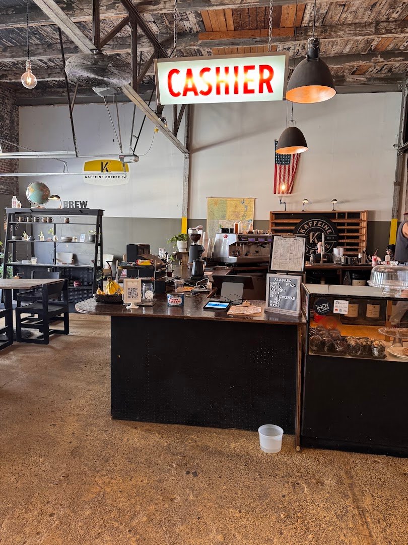 Interior of Kaffeine Coffee Company, specialty coffee shop in Indianapolis