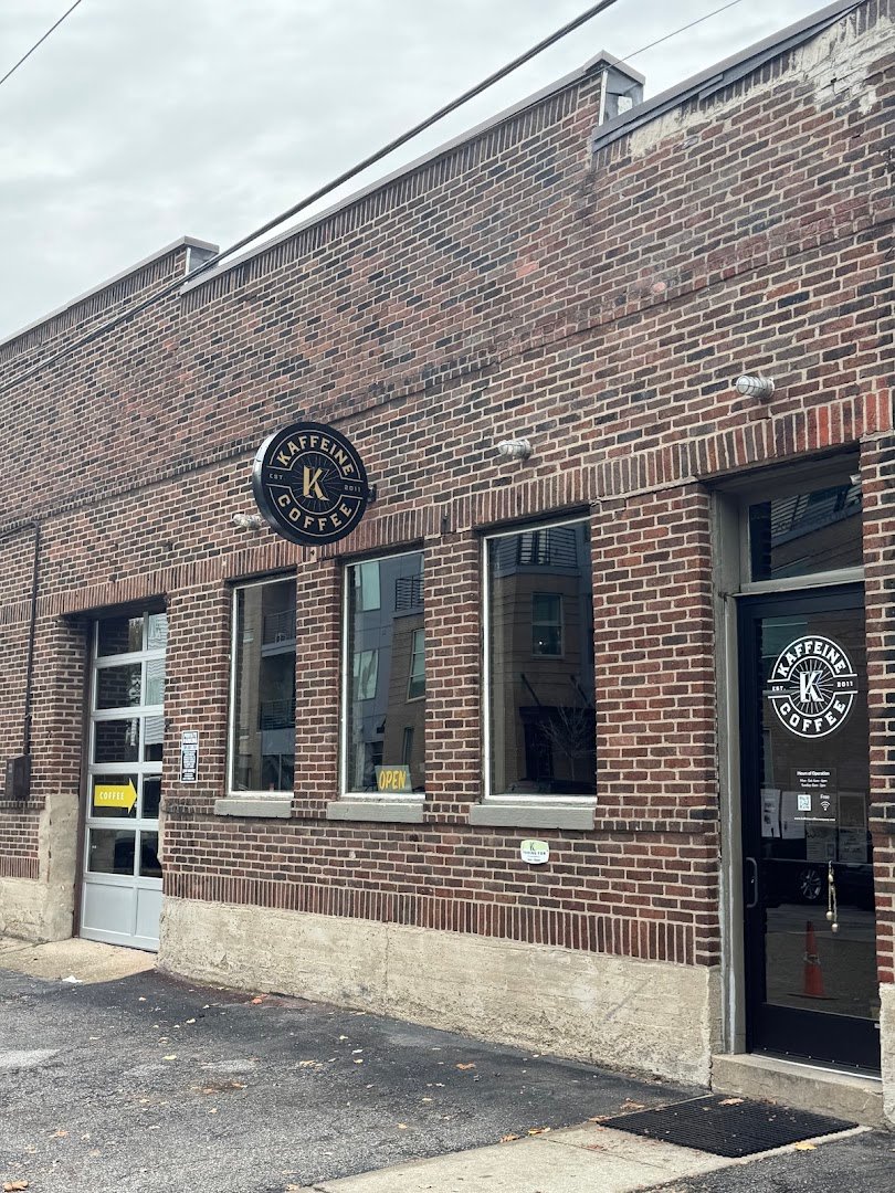 Storefront of Kaffeine Coffee Company, specialty coffee shop in Indianapolis