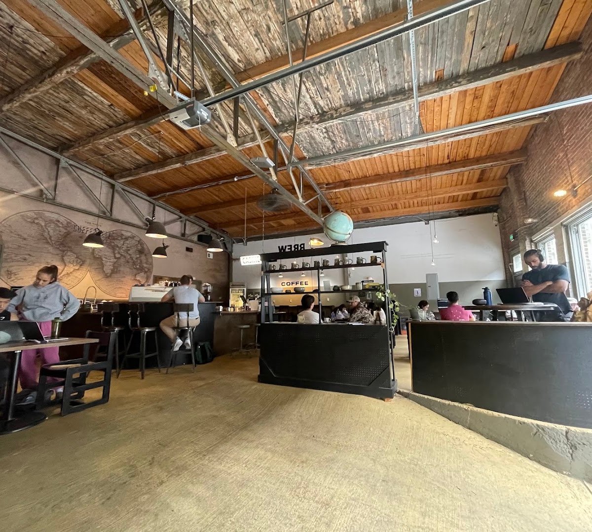 Interior of Kaffeine Coffee Company, specialty coffee shop in Indianapolis