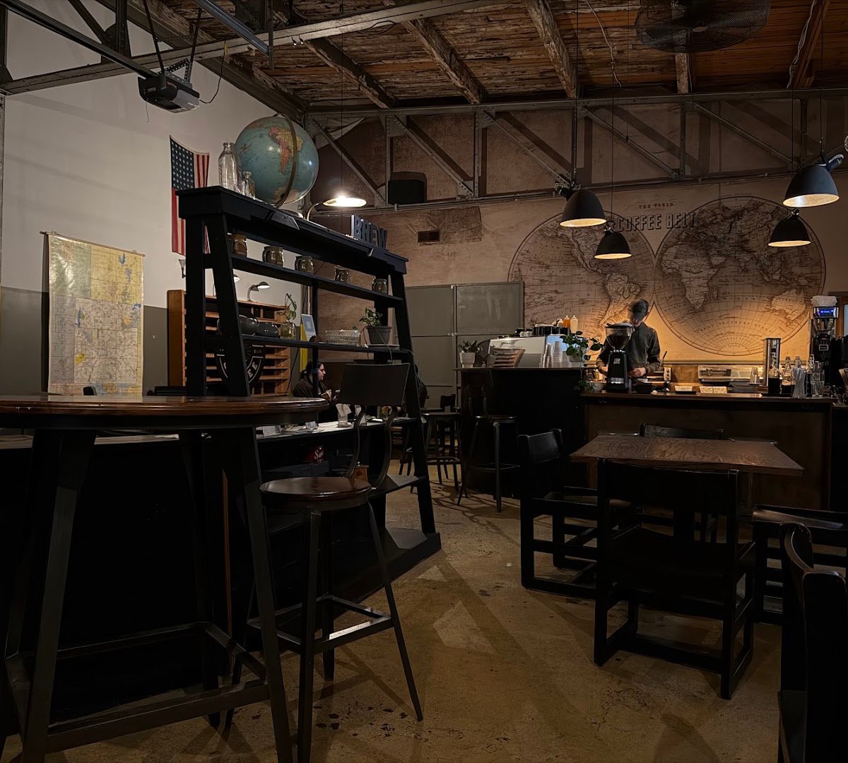 Interior of Kaffeine Coffee Company, specialty coffee shop in Indianapolis