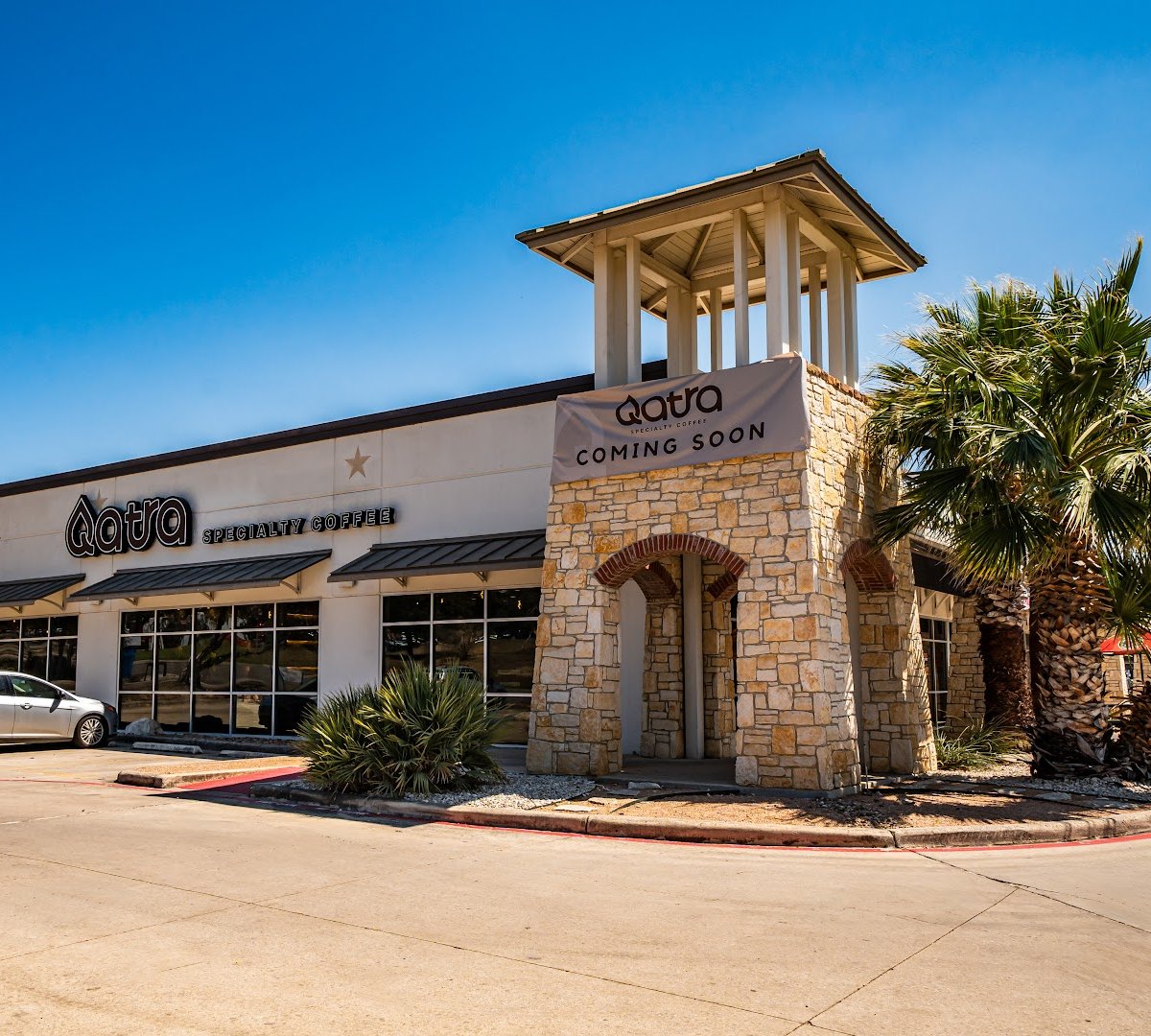 Storefront of Qatra Specialty Coffee, specialty coffee shop in San Antonio