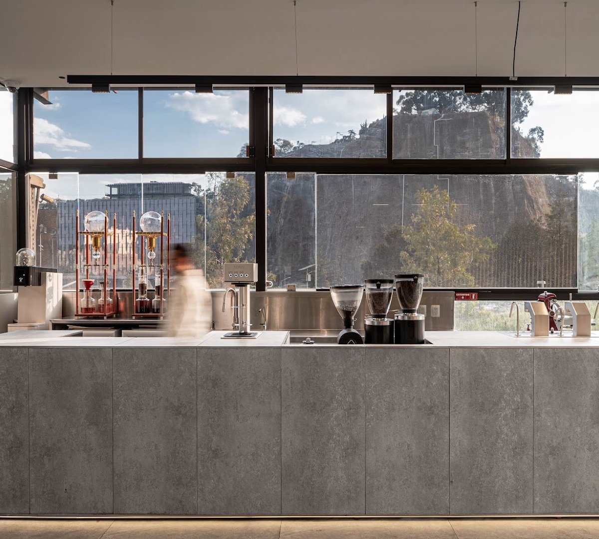 Interior of Exploradores Club de Cafe, specialty coffee shop in Mexico City