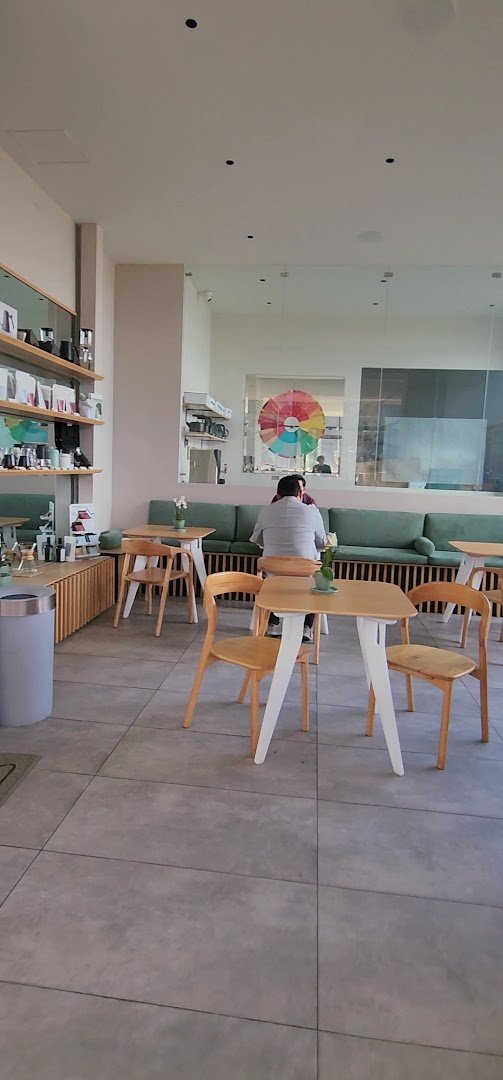 Interior of Exploradores Club de Cafe, specialty coffee shop in Mexico City