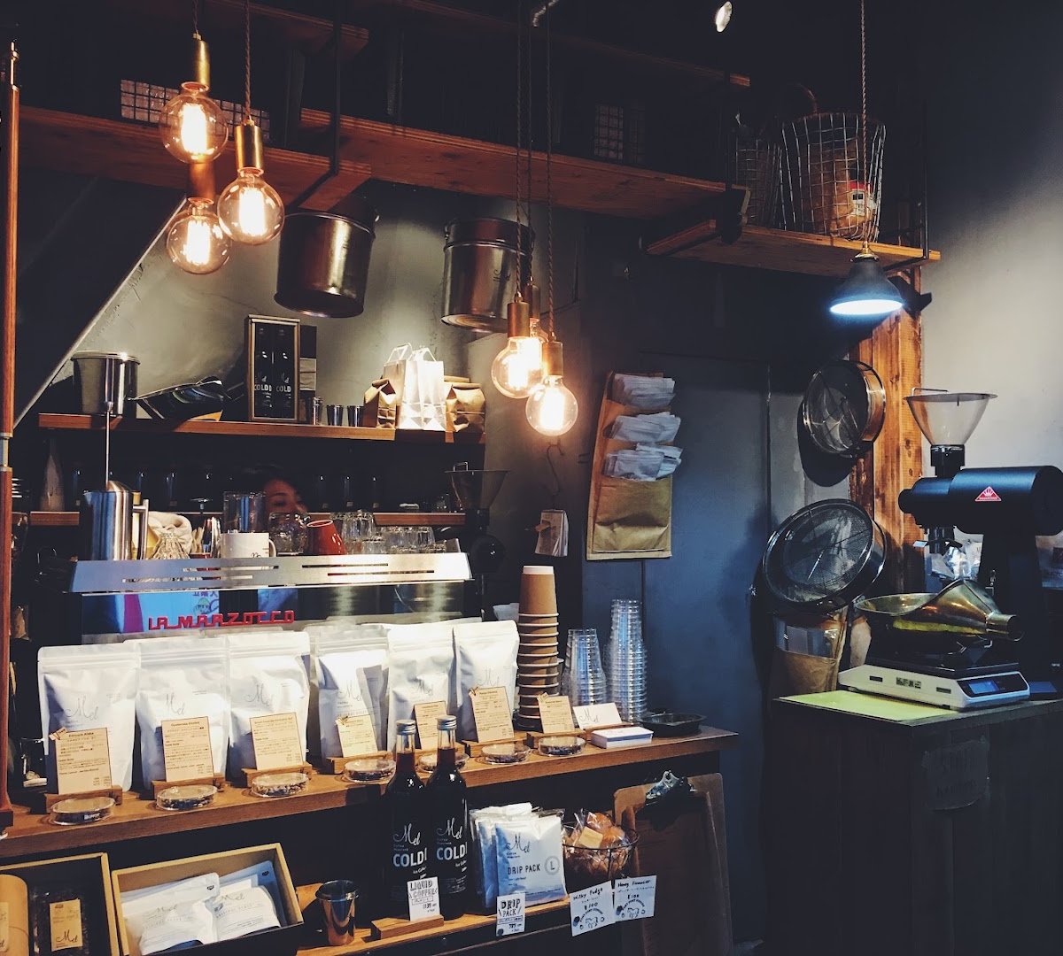Interior of Mel Coffee Roasters, specialty coffee shop in Osaka