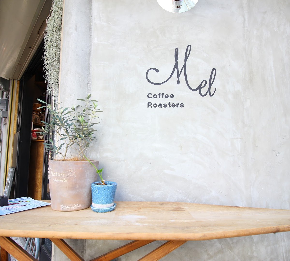 Storefront of Mel Coffee Roasters, specialty coffee shop in Osaka