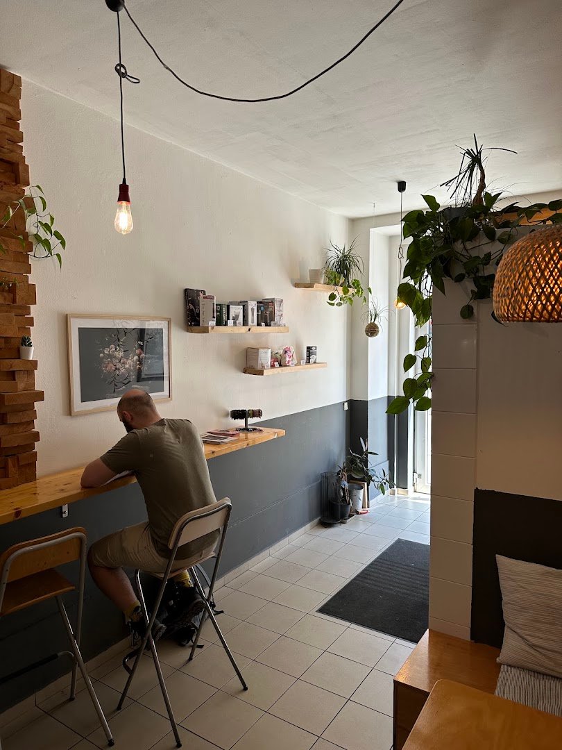 Interior of Kafe na schodech, specialty coffee shop in Prague