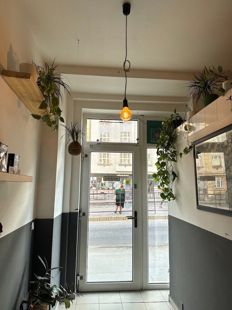 Interior of Kafe na schodech, specialty coffee shop in Prague