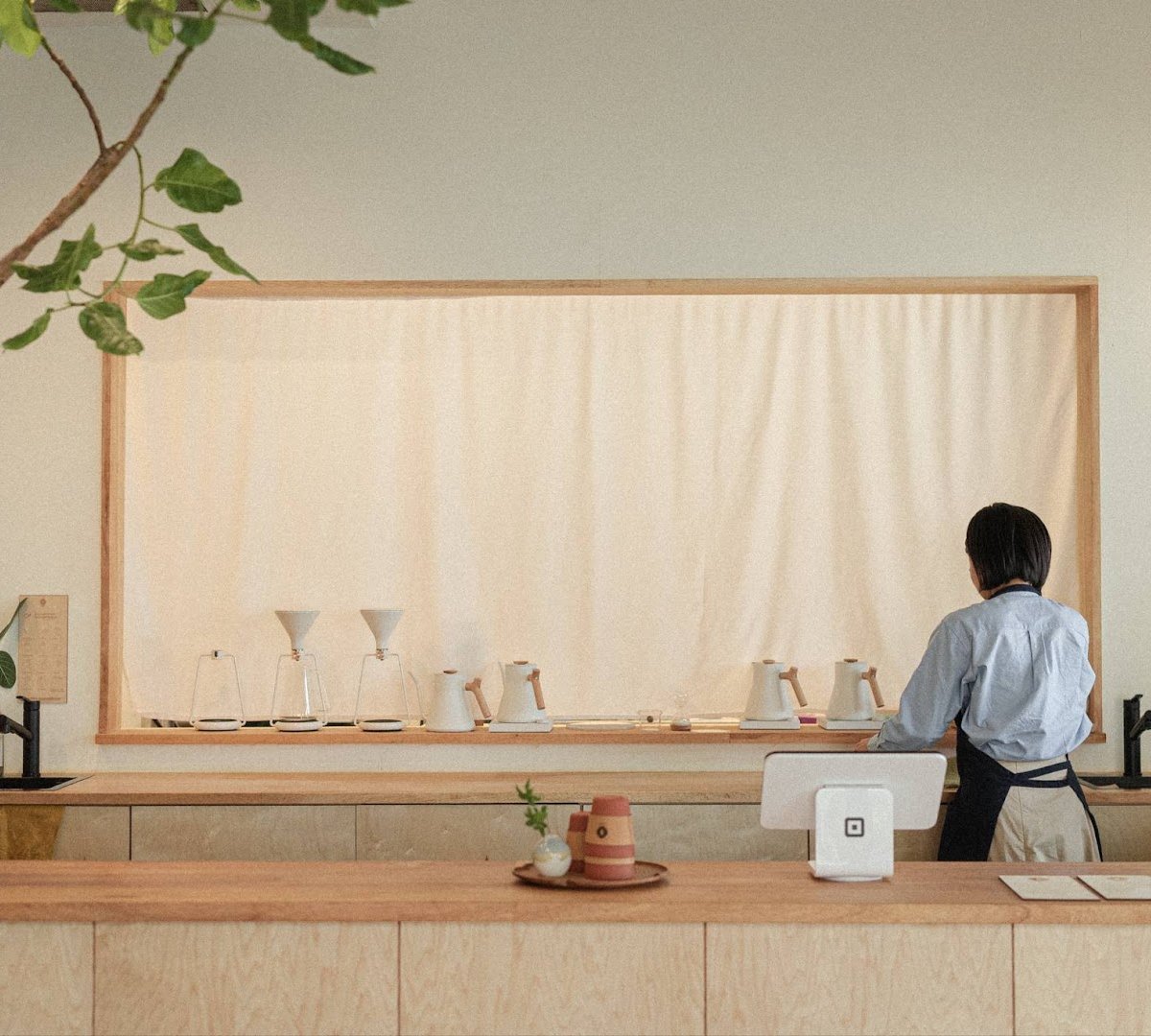 Interior of ANDO, specialty coffee shop in Honolulu