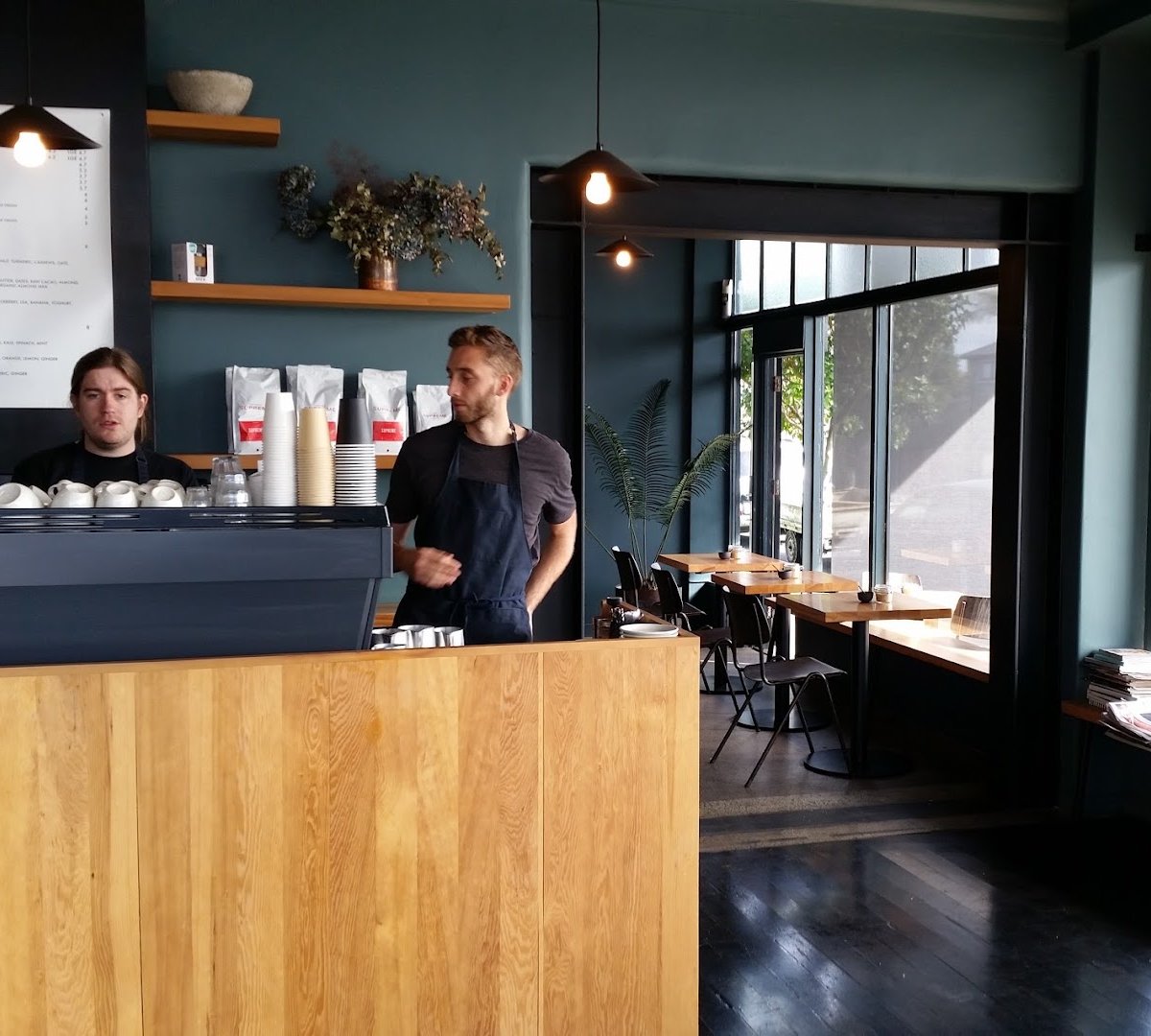Interior of SEABREEZE, specialty coffee shop in Auckland