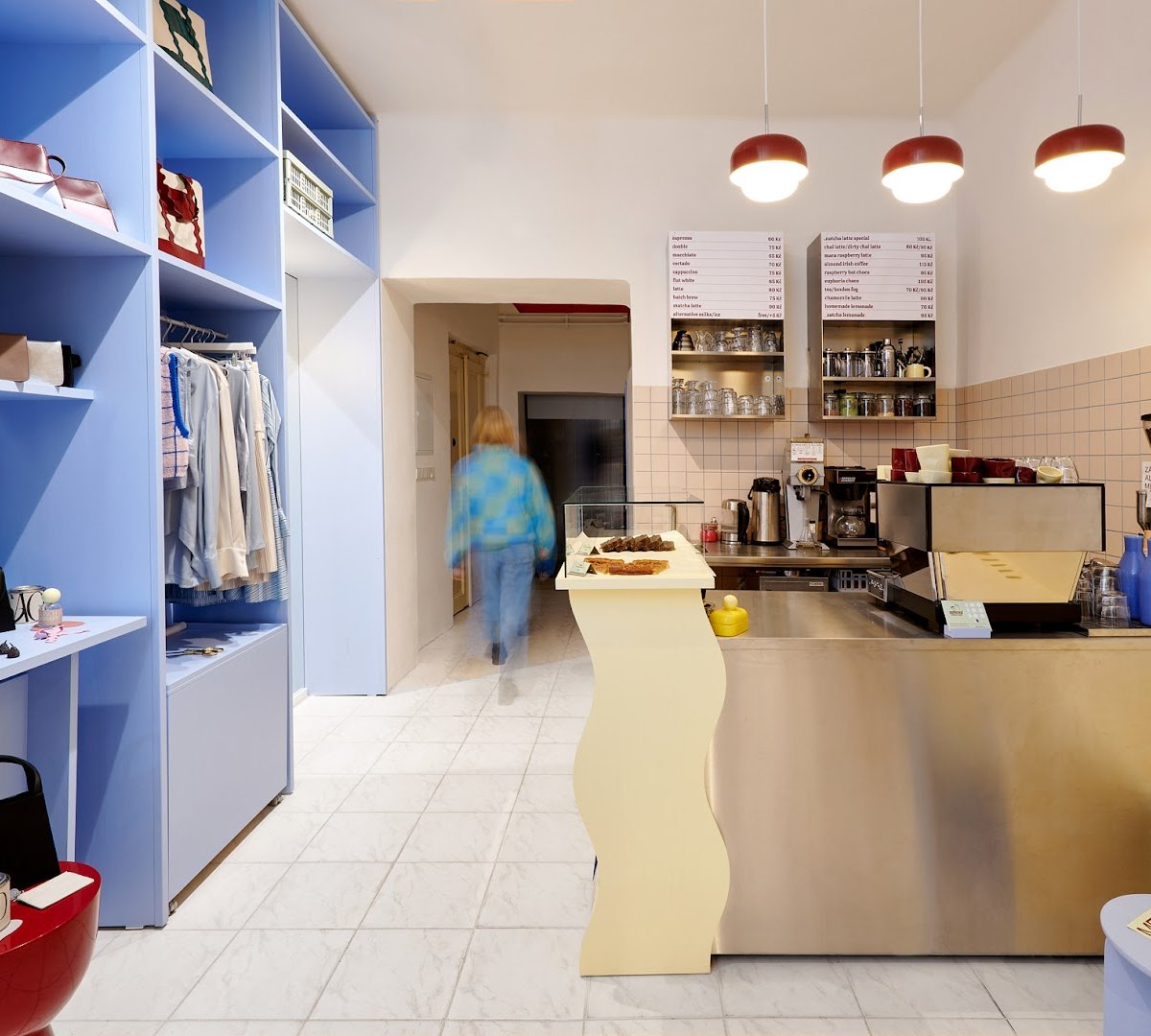 Interior of Ademi shop & café, specialty coffee shop in Prague