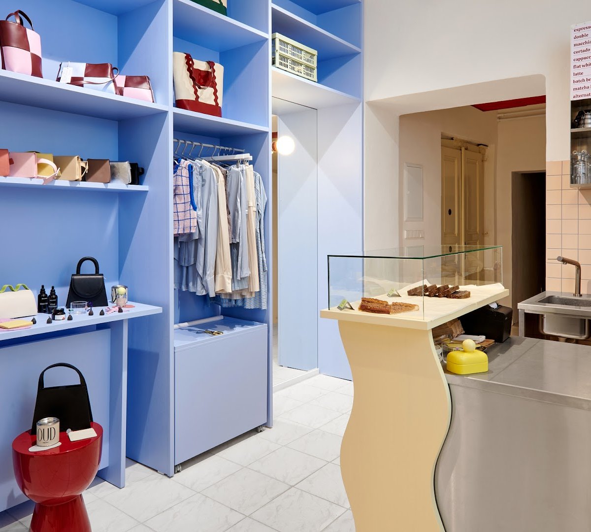 Interior of Ademi shop & café, specialty coffee shop in Prague