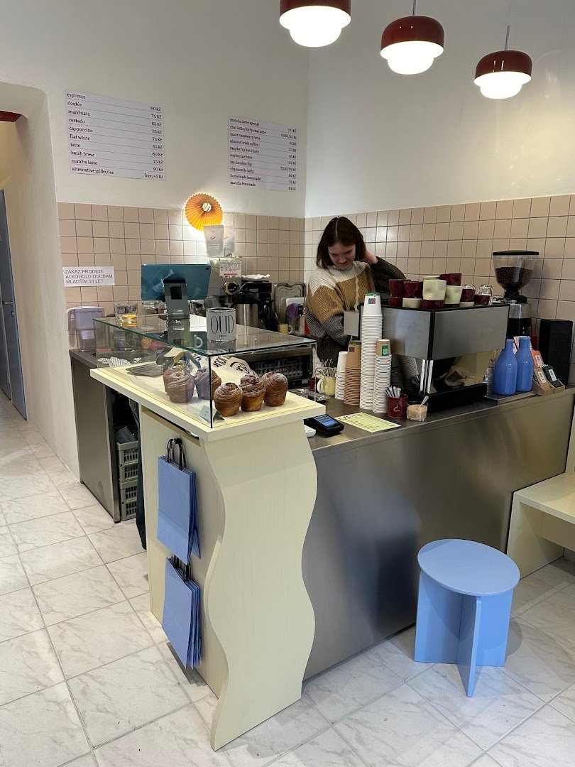 Interior of Ademi shop & café, specialty coffee shop in Prague