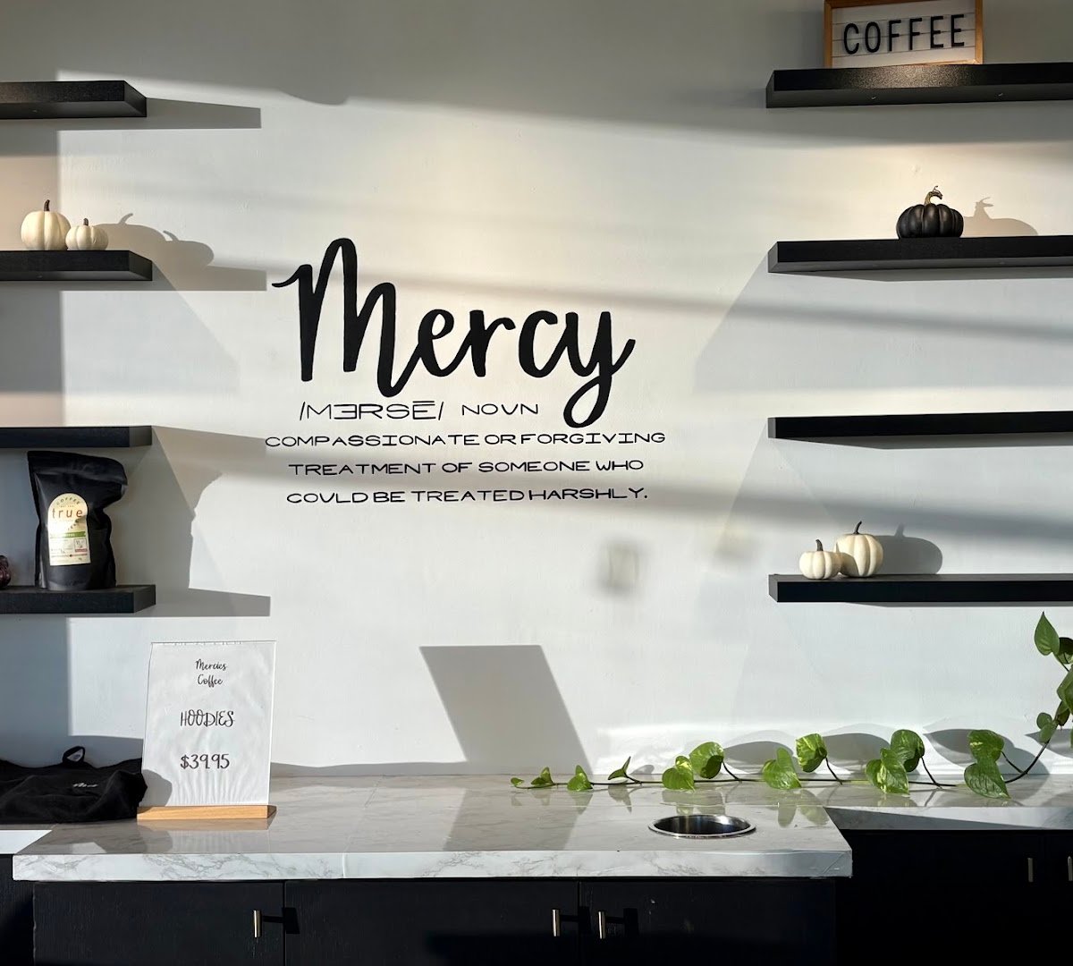 Interior of Mercies Coffee, specialty coffee shop in Madison