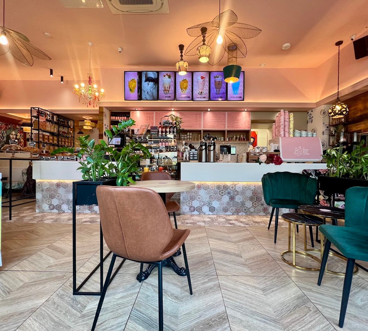 Interior of White Bear Coffee Marszałkowska, specialty coffee shop in Warsaw