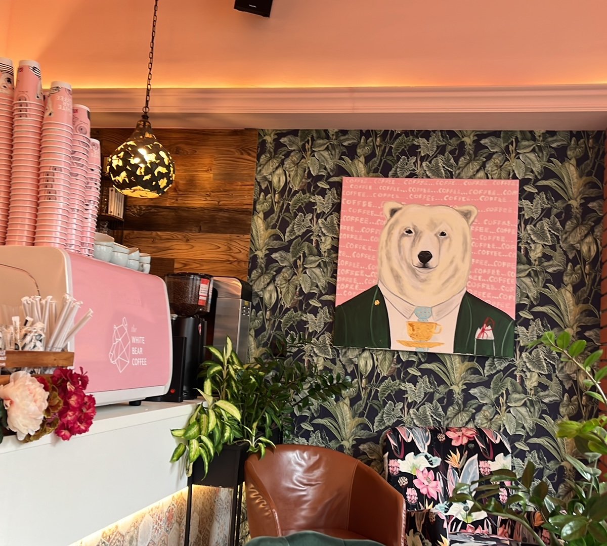 Interior of White Bear Coffee Marszałkowska, specialty coffee shop in Warsaw