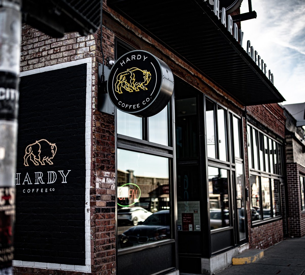 Storefront of Hardy Coffee Co., specialty coffee shop in Omaha