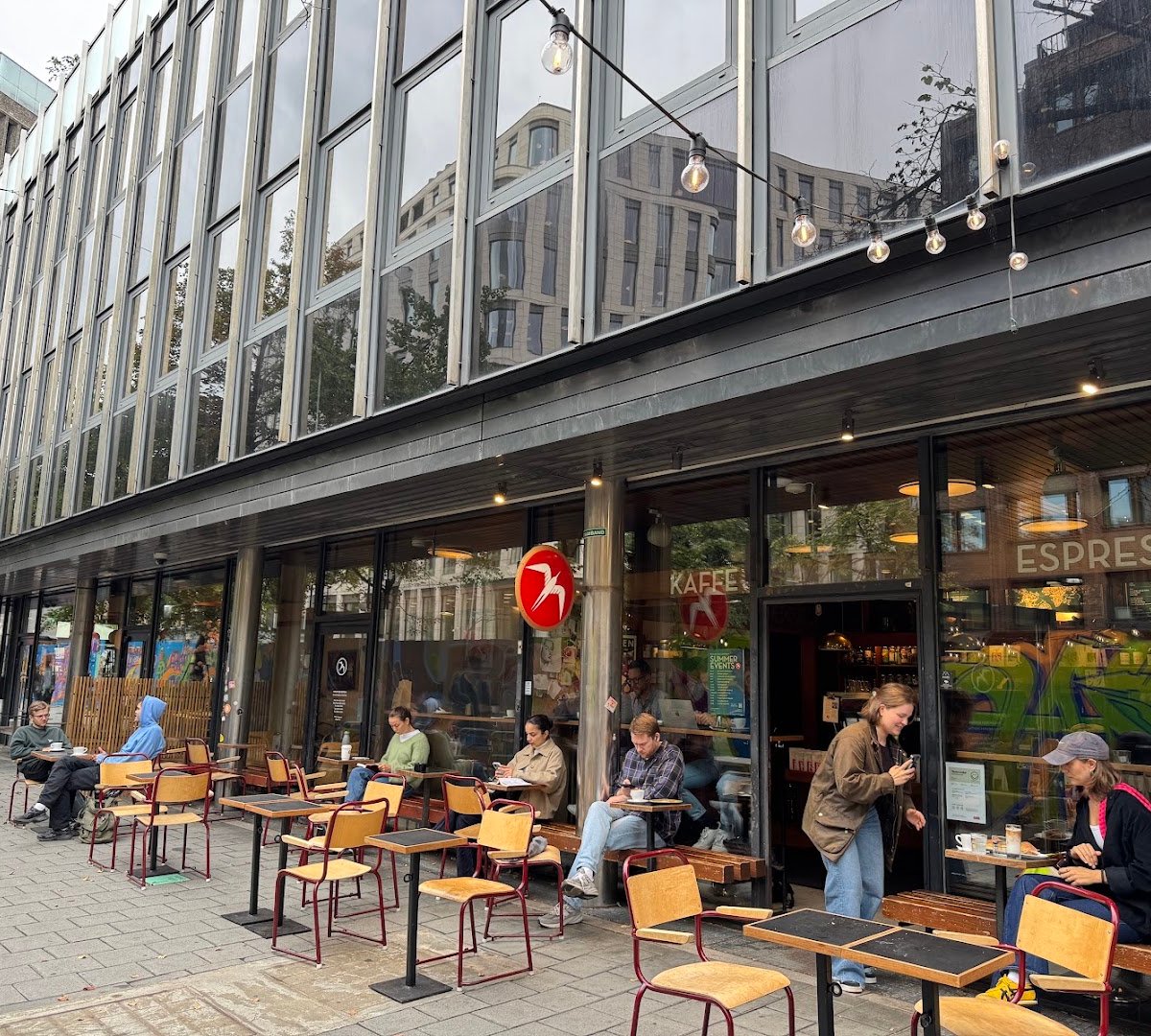 Storefront of Fuglen, specialty coffee shop in Oslo