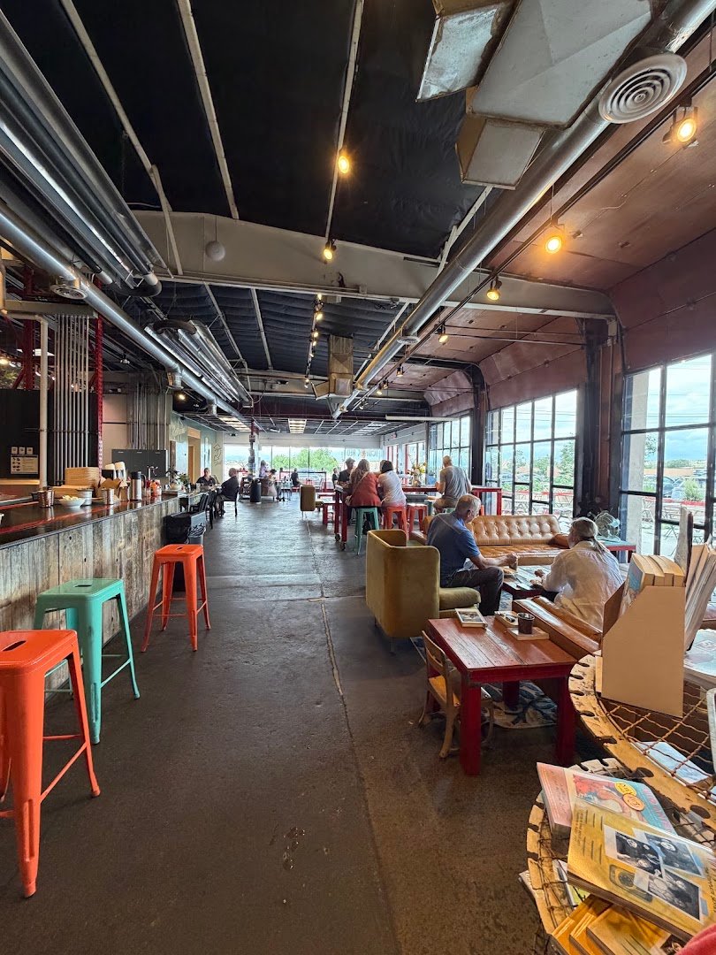 Interior of Iconik Coffee Roasters, Red, specialty coffee shop in Santa Fe