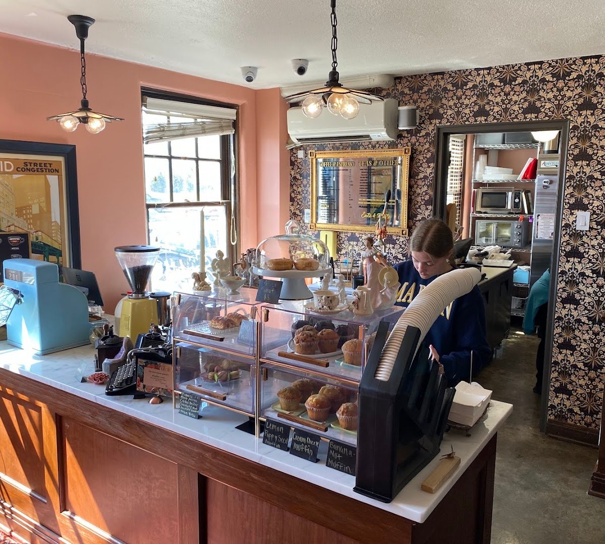 Interior of Mansion Society, specialty coffee shop in Indianapolis