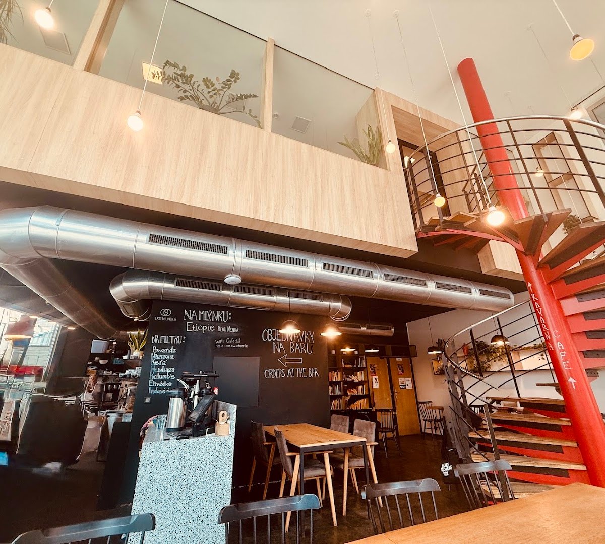 Interior of Cafedu, specialty coffee shop in Prague