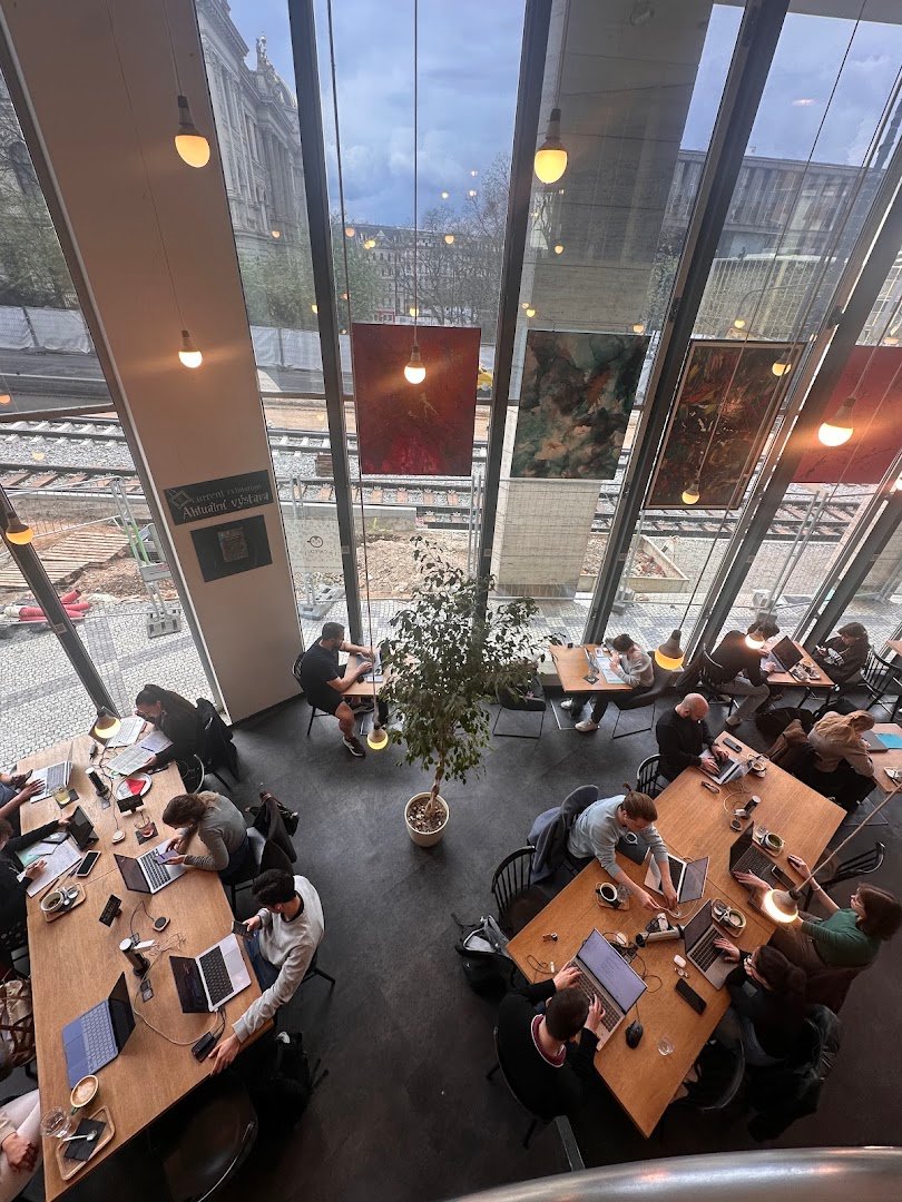Interior of Cafedu, specialty coffee shop in Prague