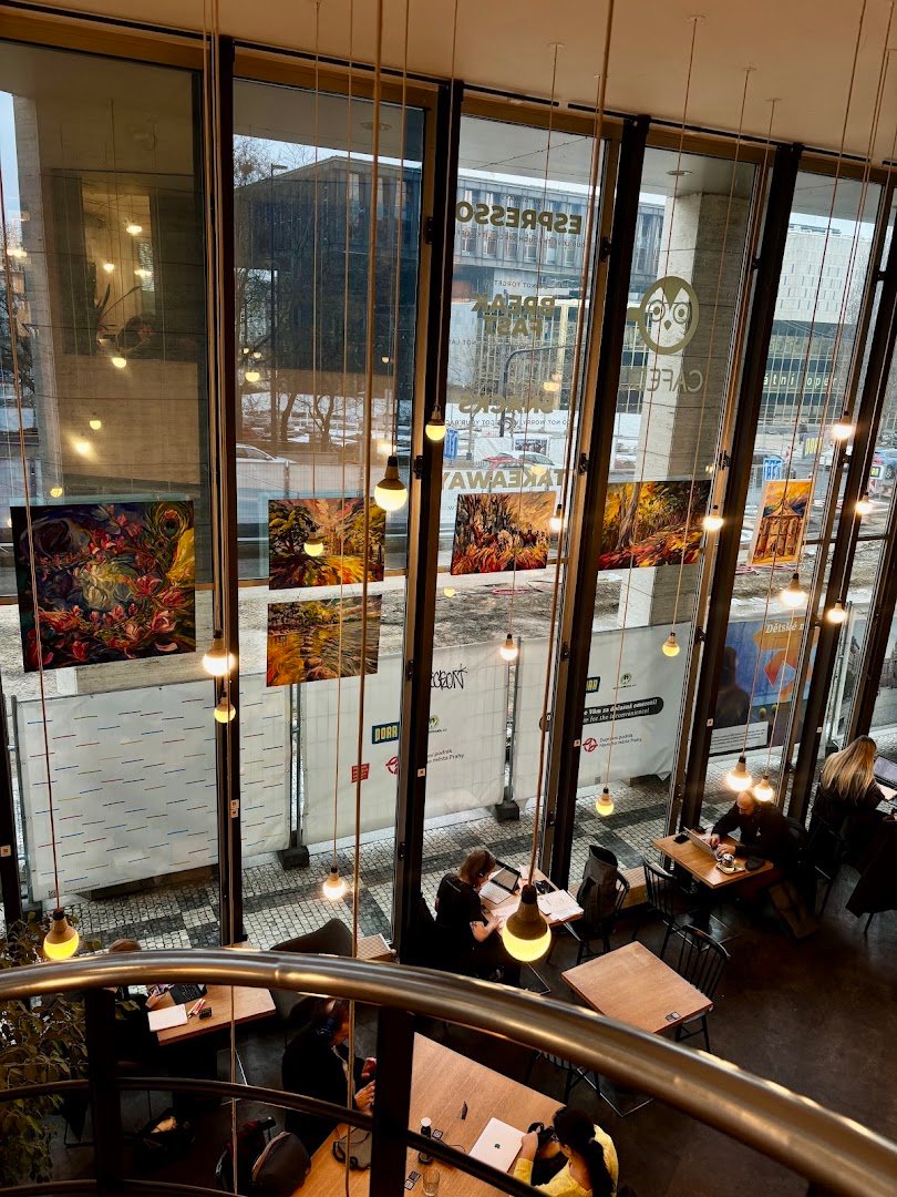 Interior of Cafedu, specialty coffee shop in Prague