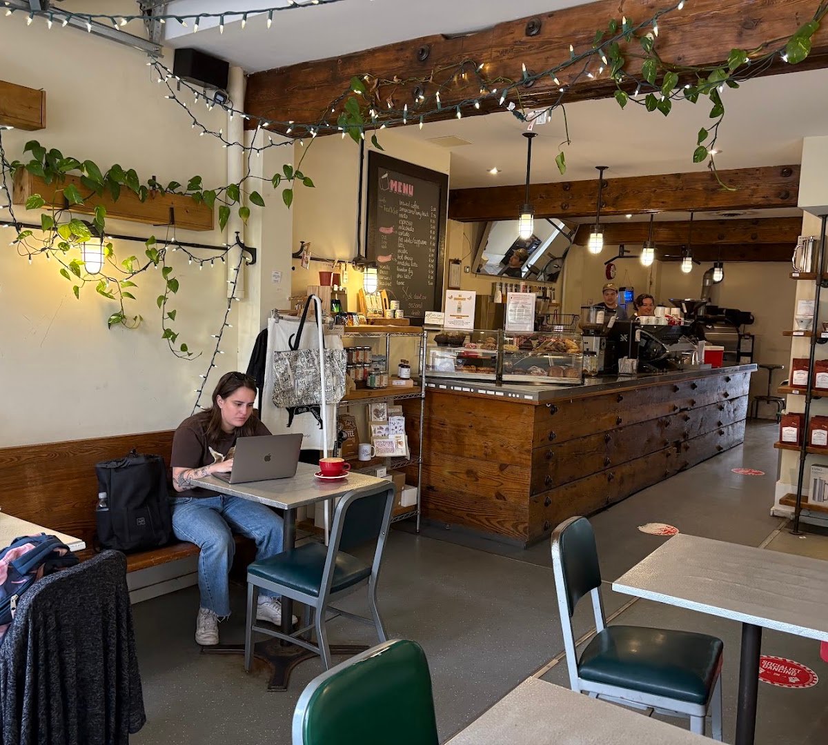 Interior of Outpost Coffee Roasters Ltd, specialty coffee shop in Toronto