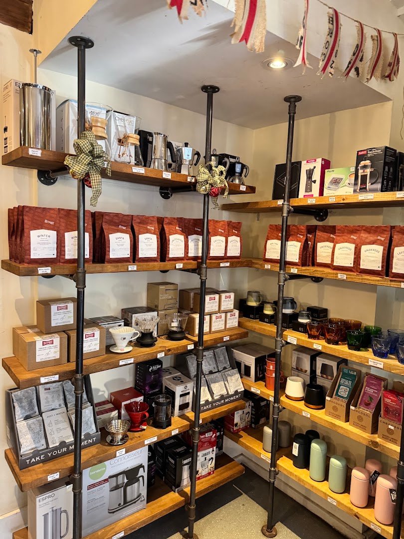 Interior of Outpost Coffee Roasters Ltd, specialty coffee shop in Toronto