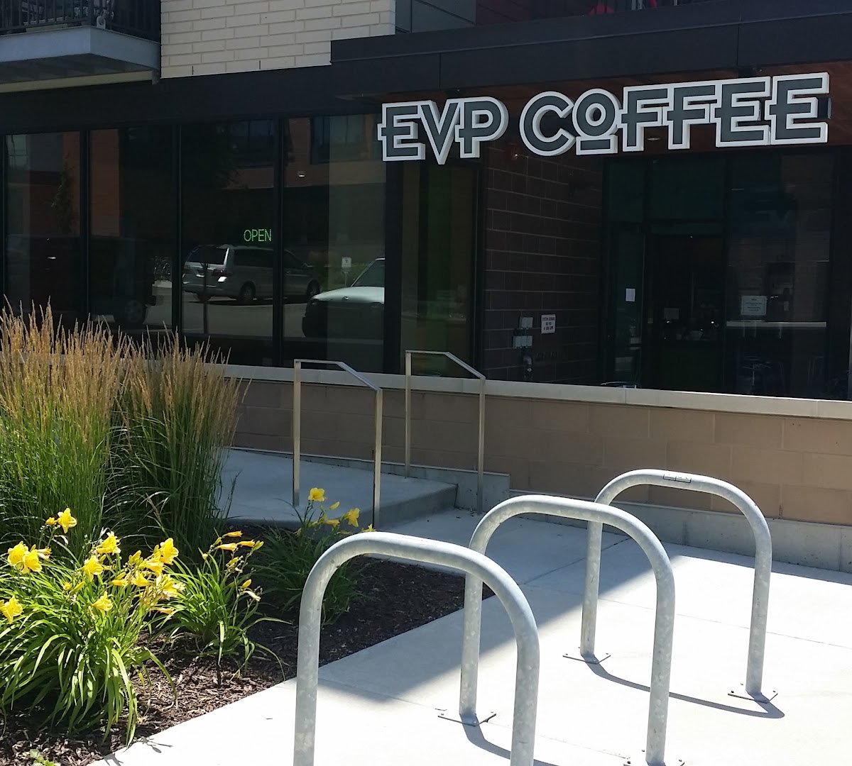 Storefront of EVP Coffee University Row, specialty coffee shop in Madison
