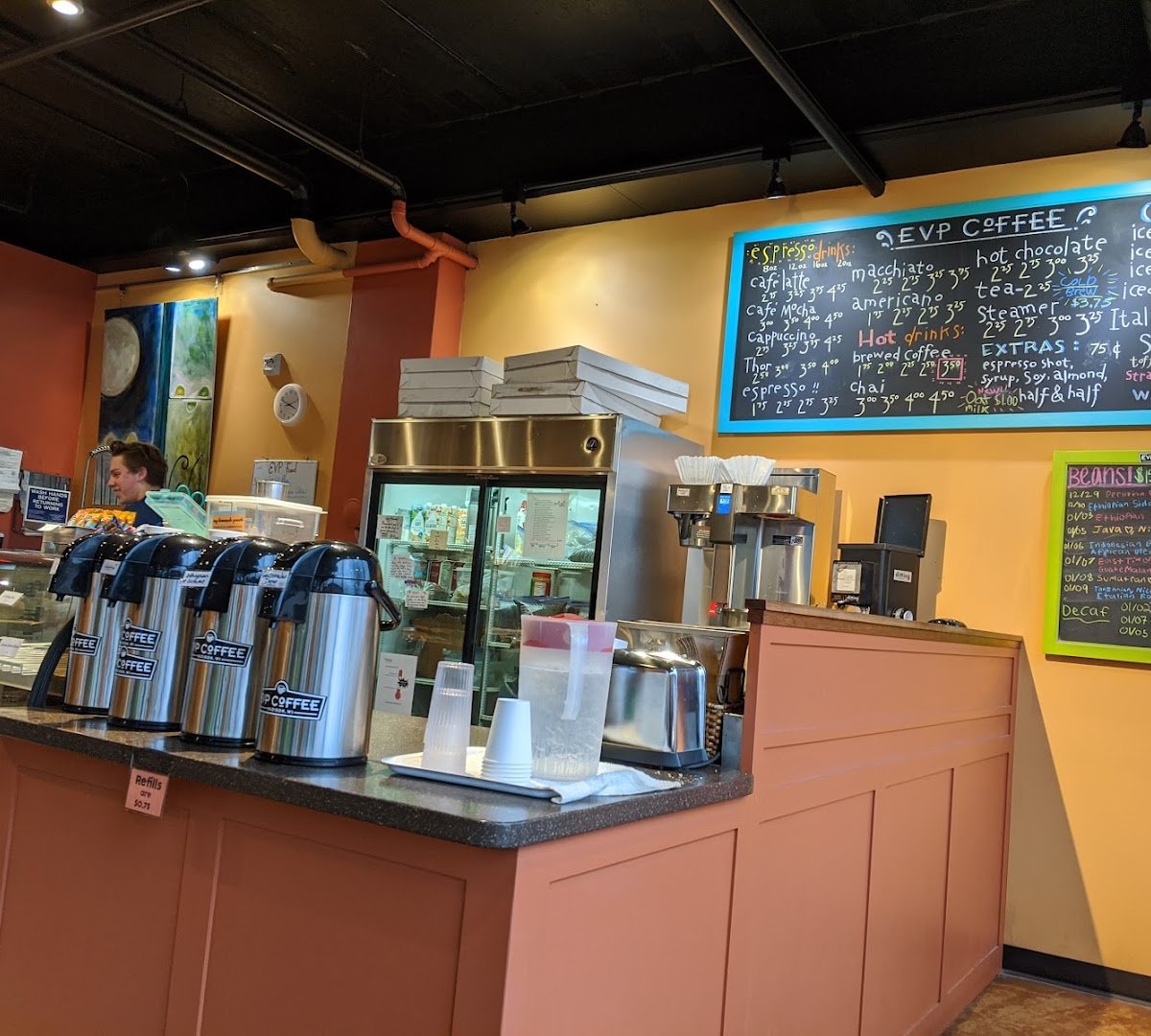Interior of EVP Coffee University Row, specialty coffee shop in Madison