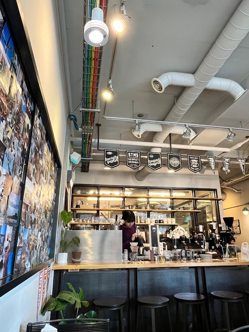 Interior of Steamers Coffee Factory, specialty coffee shop in Seoul