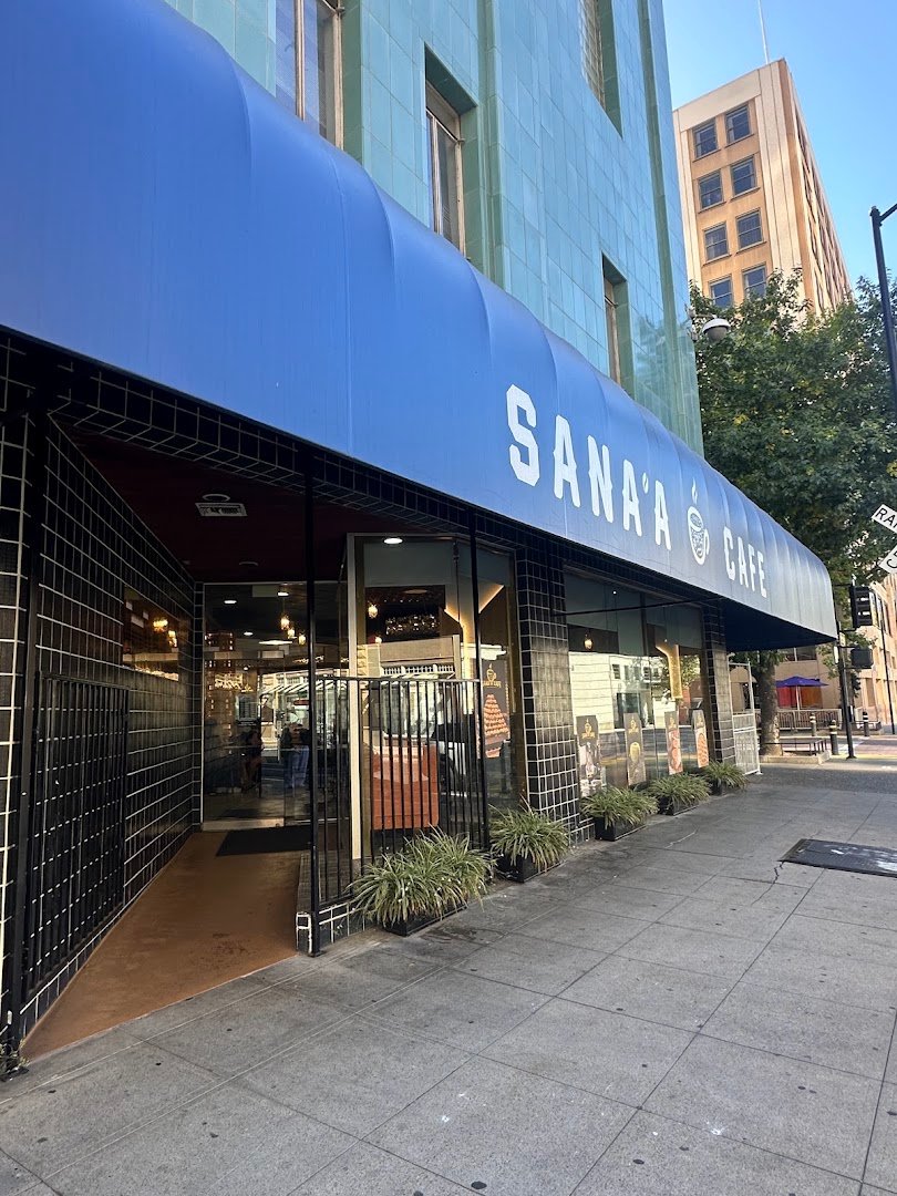 Storefront of SANA'A CAFE, specialty coffee shop in Sacramento