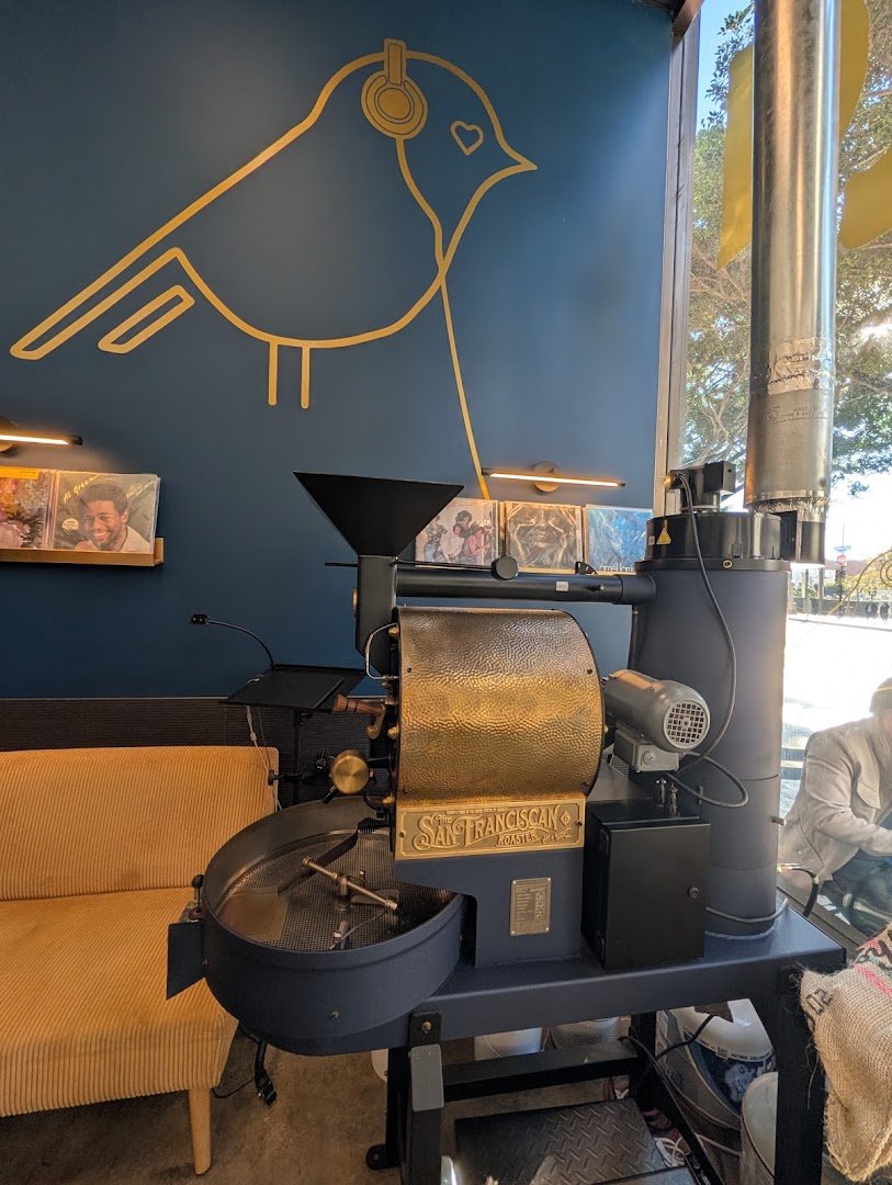 Interior of Goldchild Coffee Roasters, specialty coffee shop in San Diego
