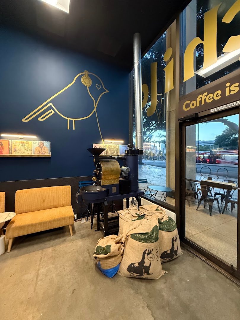 Interior of Goldchild Coffee Roasters, specialty coffee shop in San Diego