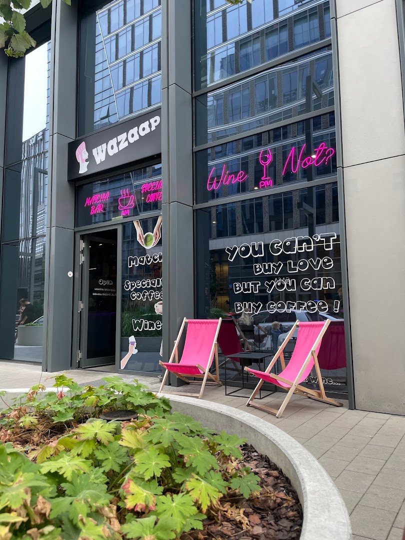Storefront of Wazaap, specialty coffee shop in Warsaw