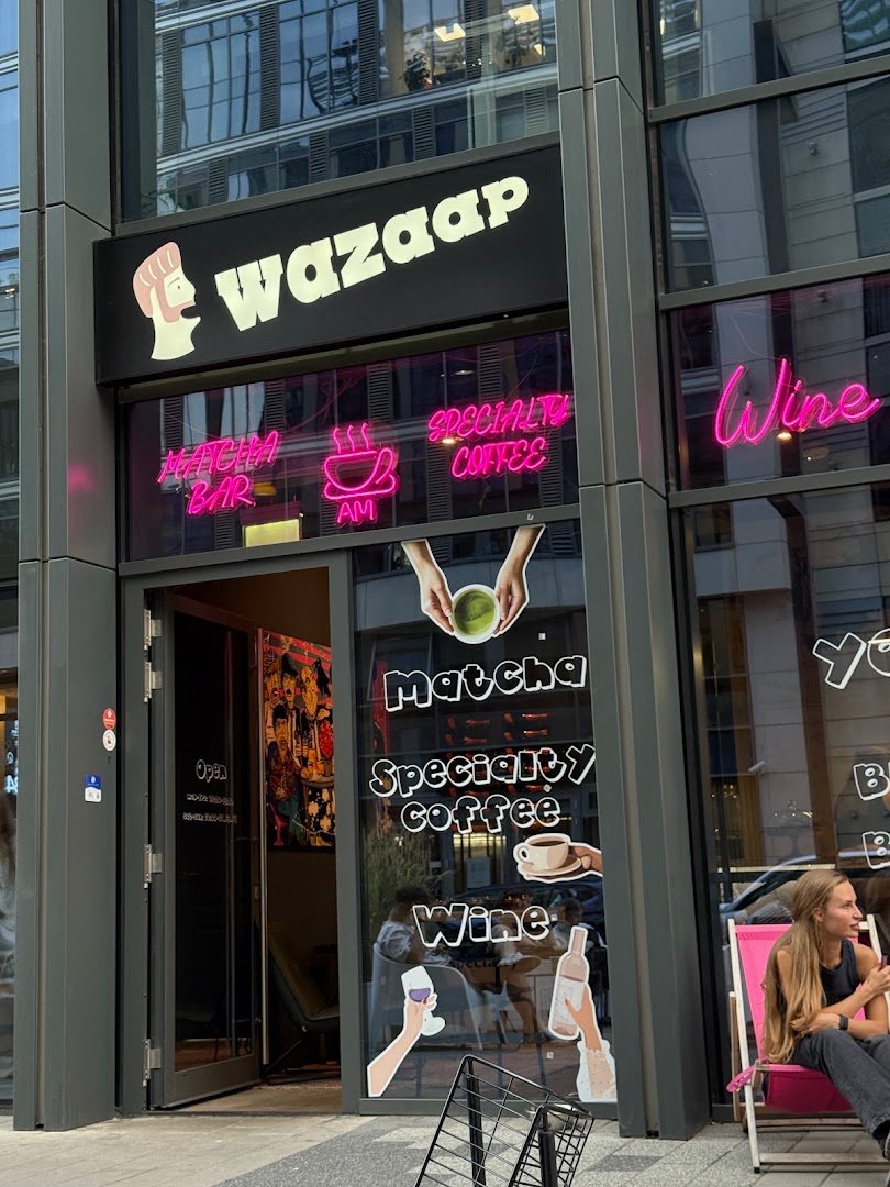 Storefront of Wazaap, specialty coffee shop in Warsaw