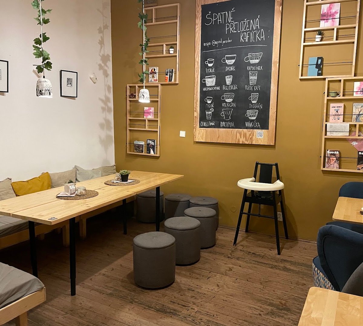 Interior of My Coffee Story, specialty coffee shop in Prague