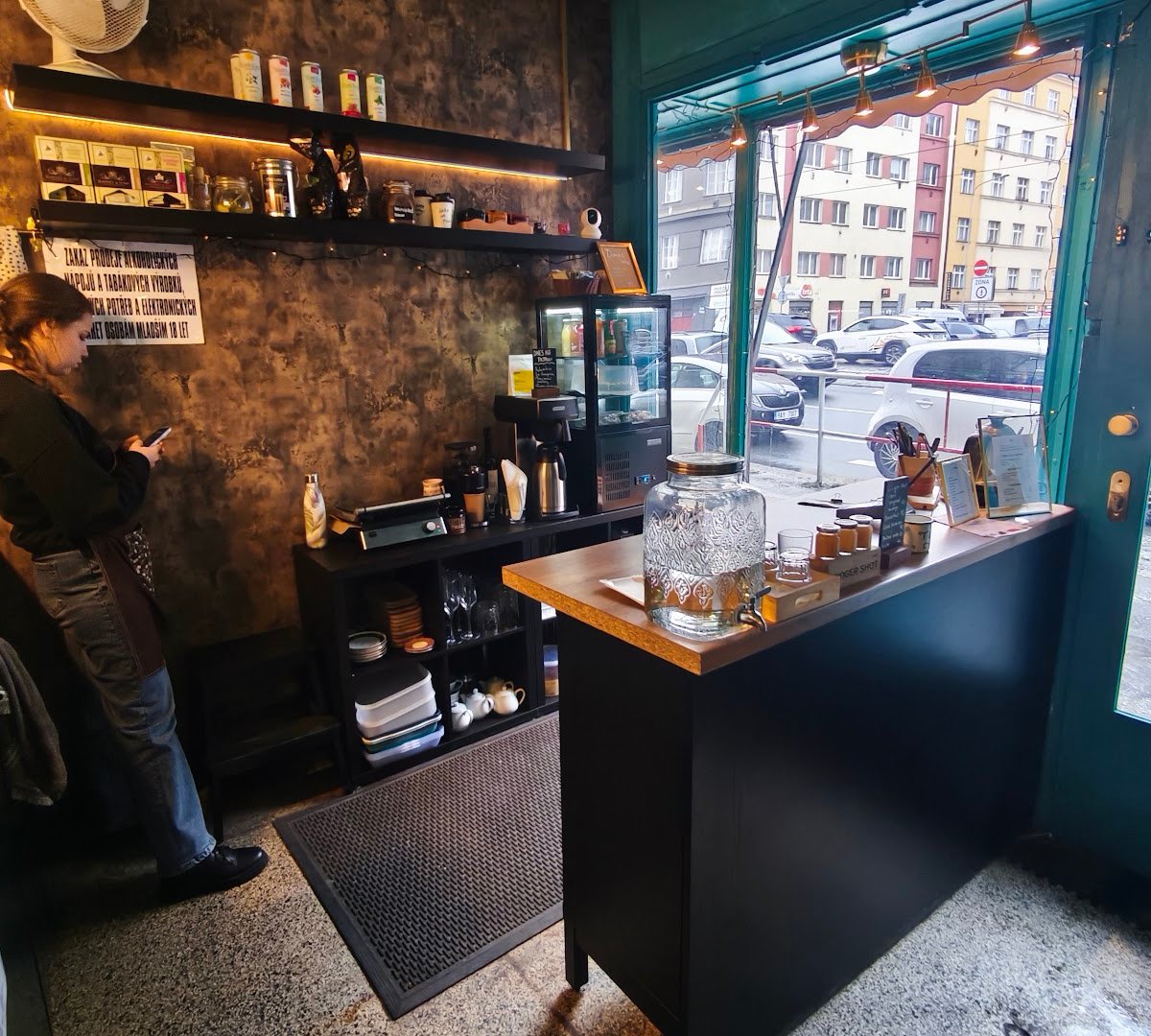Interior of My Coffee Story, specialty coffee shop in Prague