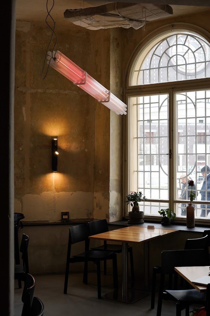 Interior of BLUMERY, specialty coffee shop in Prague