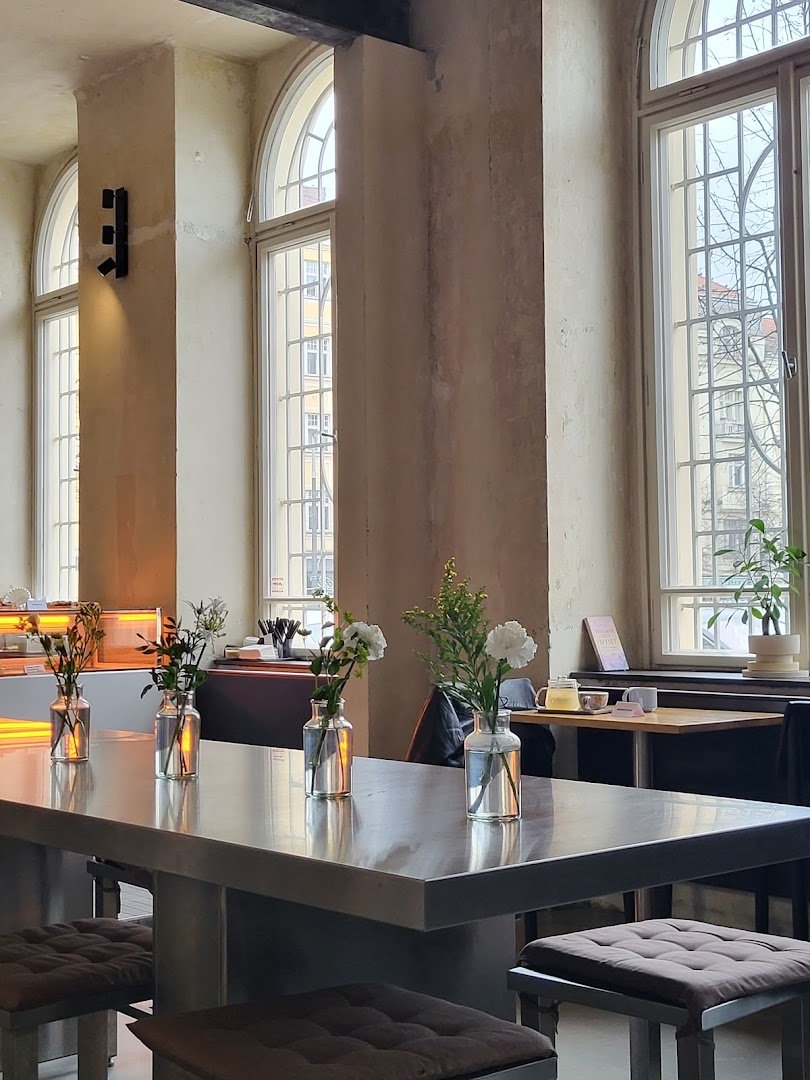 Interior of BLUMERY, specialty coffee shop in Prague