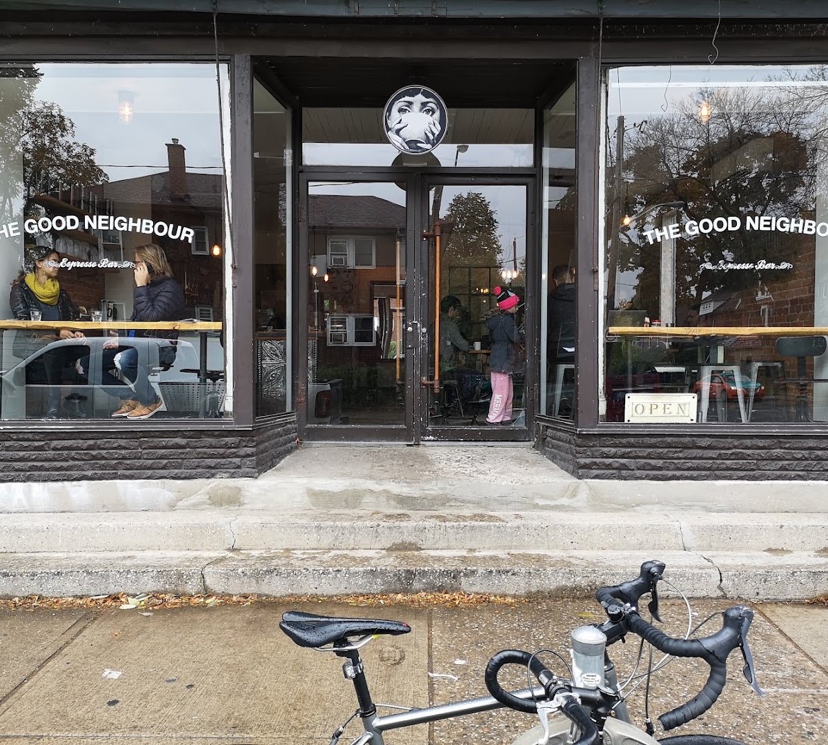 Storefront of The Good Neighbour Espresso Bar, specialty coffee shop in Toronto