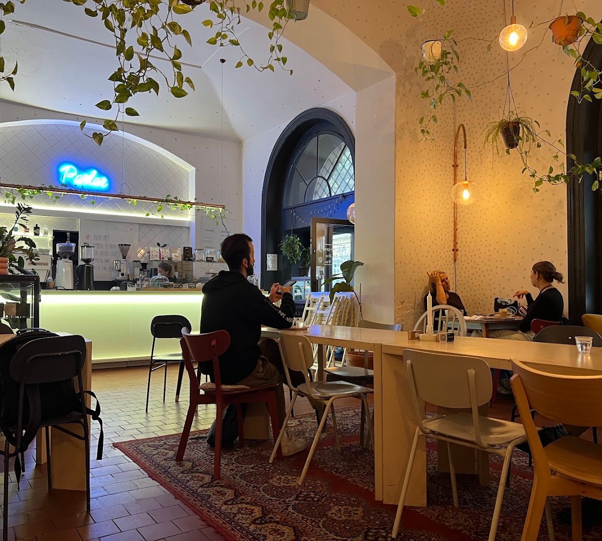 Interior of Cafe Parlor, specialty coffee shop in Prague