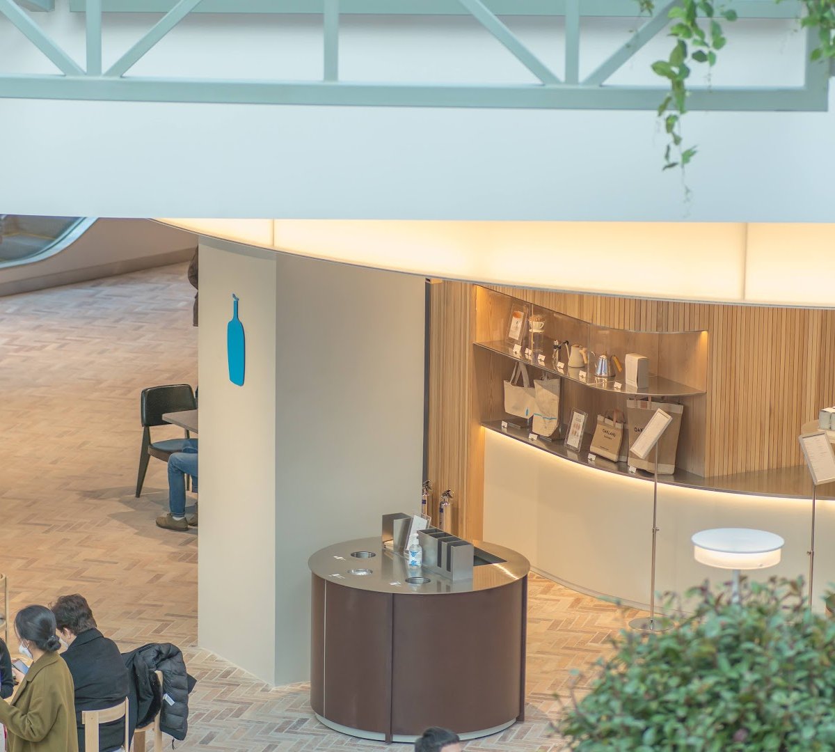 Interior of Blue Bottle Yeouido Cafe, specialty coffee shop in Seoul