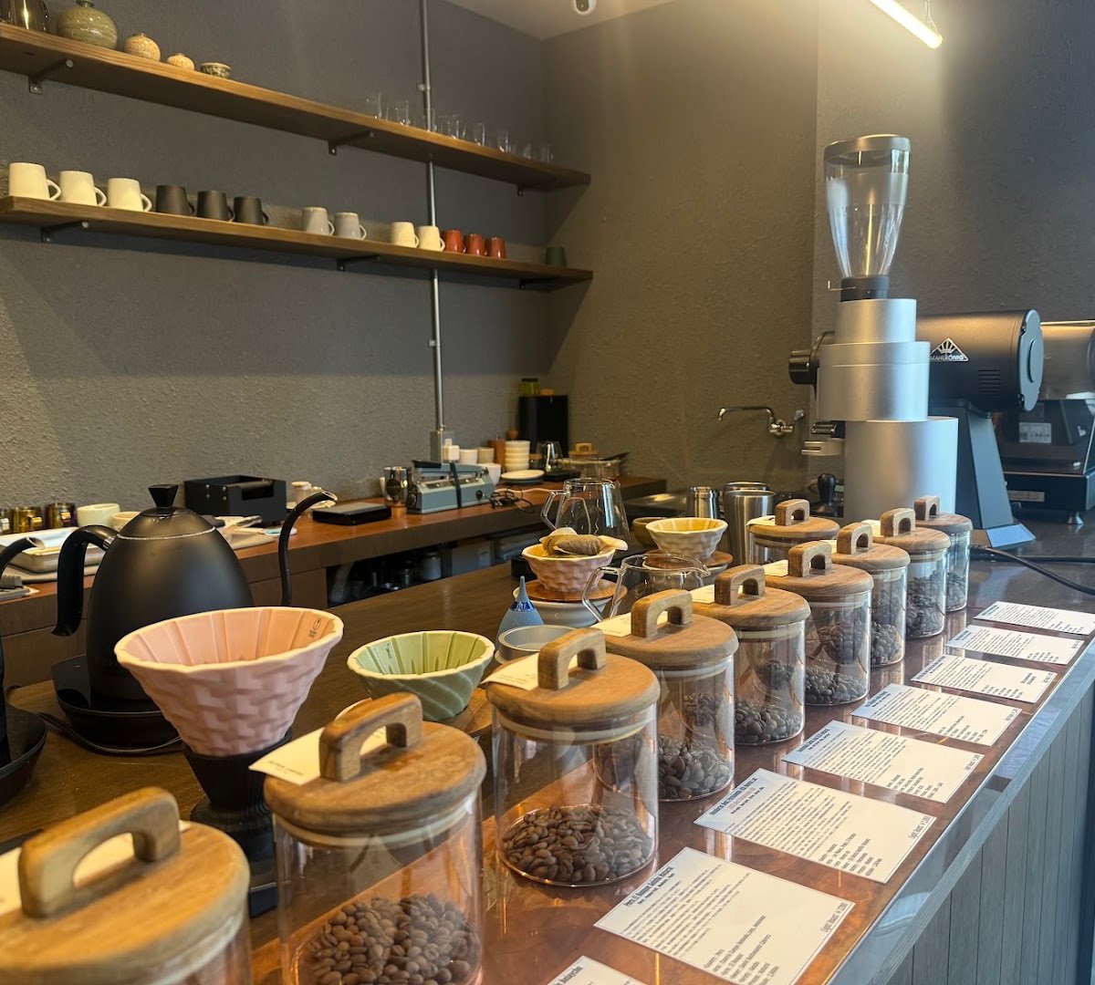 Interior of OLIVER COFFEE ROASTERS, specialty coffee shop in Osaka